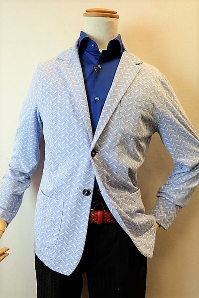 セール50%OFF インポート オビオス ジャケット ブルー 春夏アウトレット現品限り品 イタリア製 メンズ服 OBVIOUS画像1