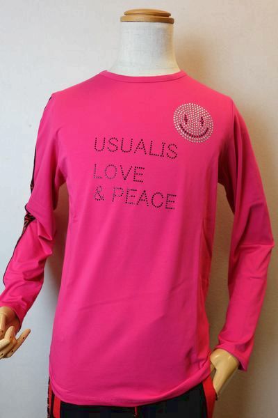 セール３５％ＯＦＦ USUALIS ウザリス ロングＴシャツ ピンク 秋冬インポート品 イタリア製 スワロフスキー メンズウェア画像１