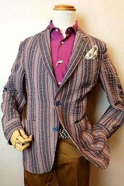 セール35%OFF GIACCHE ジャッケ ジャケット ネイビー 春夏インポート品 イタリア シアサッカー メンズウェア画像1