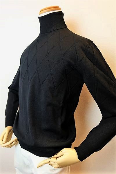 セール３５％ＯＦＦ HOSIO オジオ タートルネックセーター ブラック 秋冬インポート品 イタリア製 メンズウェア画像１