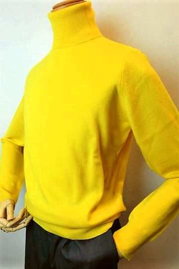 セール１４％ＯＦＦ HOSIO オジオ カシミヤ100%セーター タートルネックセーター イエロー 秋冬インポート品 イタリア製 ニット メンズウェア画像１