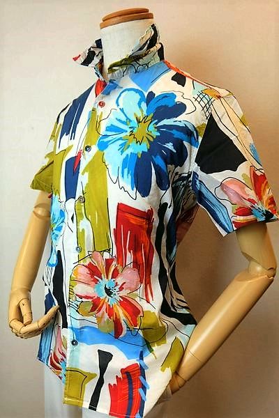 BOB ボブ 半袖シャツ ホワイト 春夏インポート品 イタリア製 ショートポイントカラー メンズウェア画像1