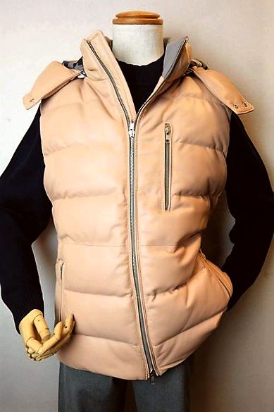 ラウラフェリーチェ Laura Felice レザーダウンベスト ピンク 秋冬パターンオーダー承り品 メンズウェア画像1