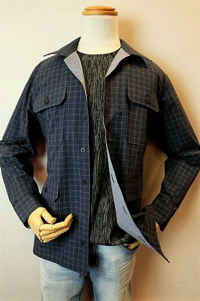 セール６６％ＯＦＦ コードビー CODE:B シャツジャケット ネイビー 春夏アウトレット現品限り品 サファリジャケット バラシ メンズウェア画像１