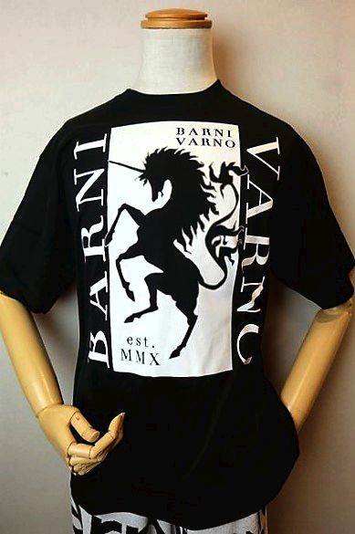 セール50%OFF バーニヴァーノ BARNIVARNO 半袖Tシャツ ブラック 春夏アウトレット現品限り品 カットソー ユニコーン メンズウェア画像1