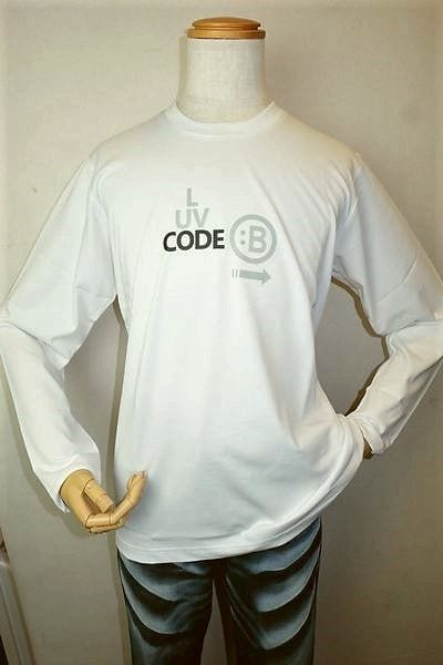 セール３５％ＯＦＦ コードビー CODE:B ロングＴシャツ ホワイト アウトレット現品限り品 カットソー バラシ メンズウェア画像１