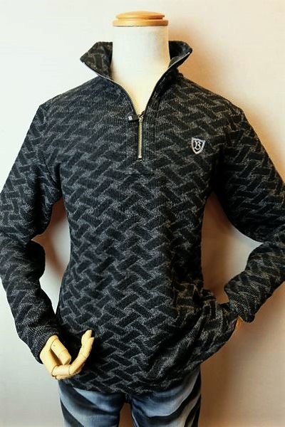セール５０％ＯＦＦ コードビー CODE:B ロングＴシャツ ブラック 秋冬アウトレット現品限り品 ZIPカットソー 網柄裏起毛 バラシ メンズウェア画像１