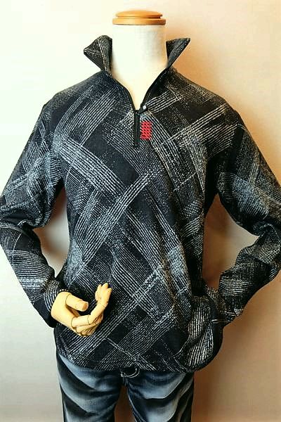 セール５０％ＯＦＦ コードビー CODE:B ロングＴシャツ ホワイト 秋冬アウトレット現品限り品 ZIPカットソー チェック柄ニット バラシ メンズウェア画像１