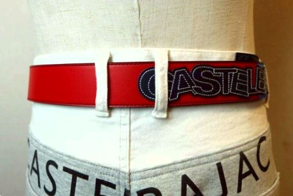セール３０％ＯＦＦ カステルバジャック CASTELBAJAC レザーベルト レッド 秋冬アウトレット現品限り品 メンズベルト メンズウェア画像１