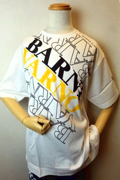 セール50%OFF バーニヴァーノ BARNIVARNO 半袖Tシャツ ホワイトイエロー LL(3L)サイズ 春夏アウトレット現品限り品 メンズウェア画像1