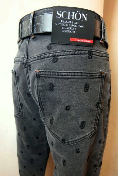 セール５０％ＯＦＦ ショーン・バイ・ミラショーン milaschon ジーンズ ブラック 秋冬アウトレット現品限り品 ストレッチジャージデニム 裏起毛 メンズウェア画像１