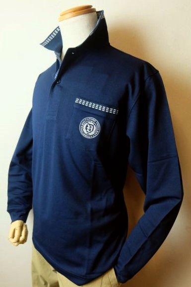 セール50%OFF ヴィンチ VINCI 長袖ポロシャツ ネイビー 春夏新作 カットソー メンズウェア ヴィンチ服画像1