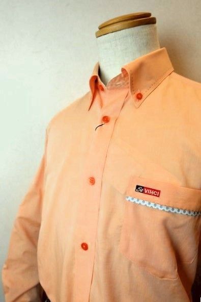 セール５０％ＯＦＦ ヴィンチ VINCI カジュアルシャツ オレンジ 春夏新作 ボタンダウンカラー メンズウェア ヴィンチ服画像１