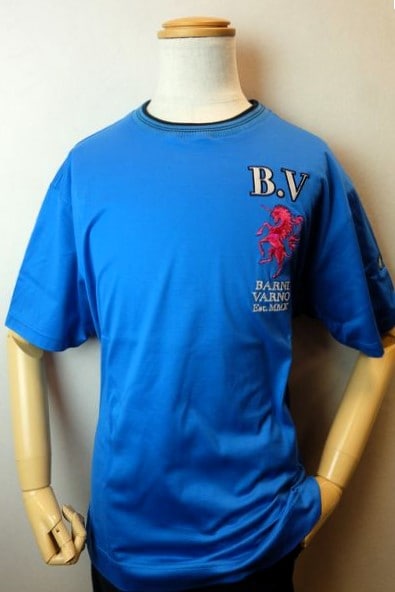 セール５０％ＯＦＦ バーニヴァーノ BARNIVARNO 半袖Ｔシャツ ブルー 春夏アウトレット現品限り品 カットソー メンズウェア画像１