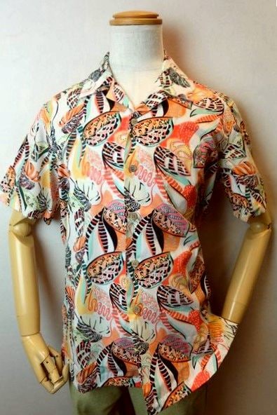 セール３５％ＯＦＦ アンジェロガルバス GARBASUS 半袖シャツ オレンジ 春夏新作 オープンカラー 開襟シャツ メンズウェア画像１