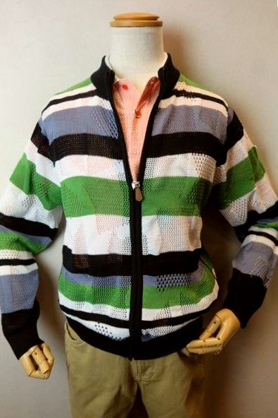 セール５０％ＯＦＦ ヴィンチ VINCI カーディガン グリーン 春夏新作 メッシュ生地 メンズウェア ヴィンチ服画像１