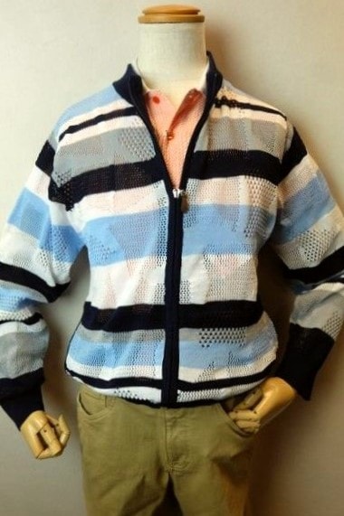 セール50%OFF ヴィンチ VINCI カーディガン ブルー 春夏新作 メッシュ生地 メンズウェア ヴィンチ服画像1