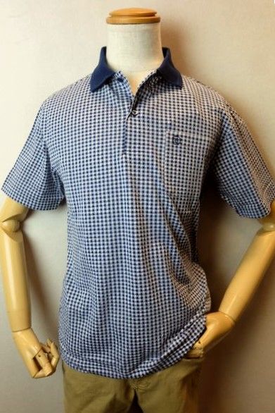 セール５０％ＯＦＦ ヴィンチ VINCI 半袖ポロシャツ ブルー 春夏新作 カットソー シアサッカー メンズウェア ヴィンチ服画像１