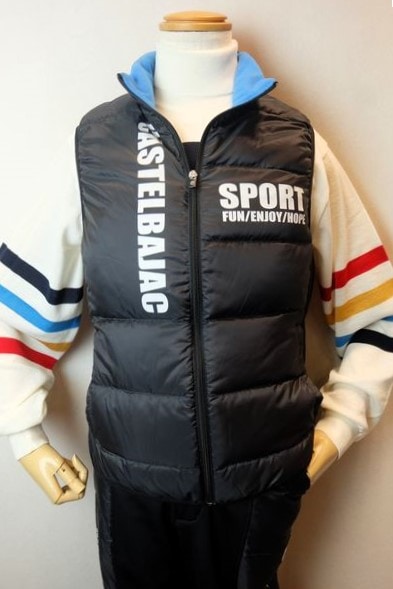 カステルバジャック ホワイト プリント柄 ダウンベスト ノースリーブ