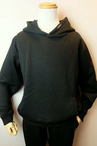 コードビー CODE:B パーカー ブラック 秋冬新作 カットソー ジャガード織り柄 バラシ メンズウェア画像１