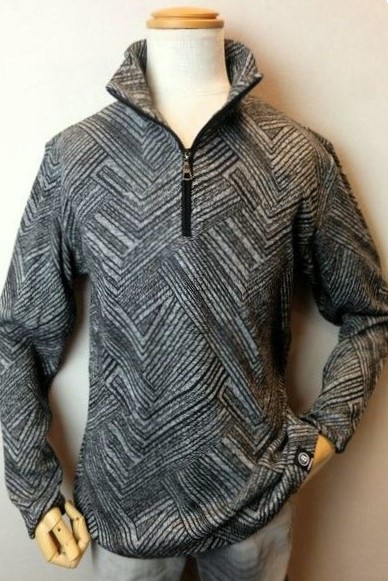 コードビー CODE:B カットソー グレー 秋冬新作 ロングＴシャツ ジャガード織り バラシ メンズウェア画像１