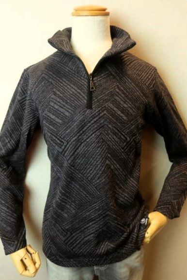 コードビー CODE:B カットソー ブラック 秋冬新作 ロングTシャツ ジャガード織り バラシ メンズウェア画像1