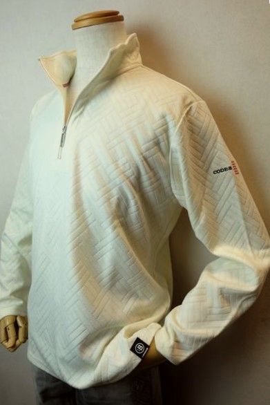 コードビー CODE:B カットソー オフホワイト 秋冬新作 ロングＴシャツ ジャガード織り バラシ メンズウェア画像１