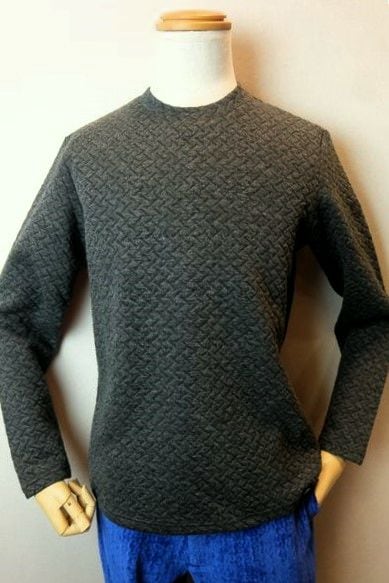 コードビー CODE:B ロングＴシャツ グレー 秋冬新作 カットソー ジャガード織り バラシ メンズウェア画像１