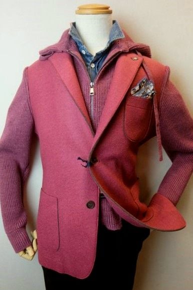 BOB ボブ ジャケット ワインレッド 秋冬新作 インポート イタリア製 ボンディング ニット メンズウェア画像1