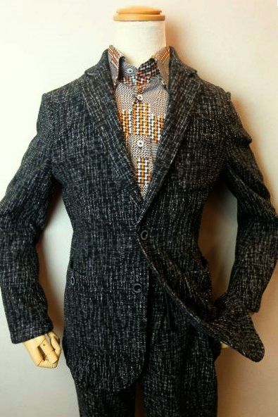 コードビー CODE:B ニットジャケット ブラック 秋冬新作 かすれジャガード織り生地 カットジャケット バラシ メンズウェア画像１