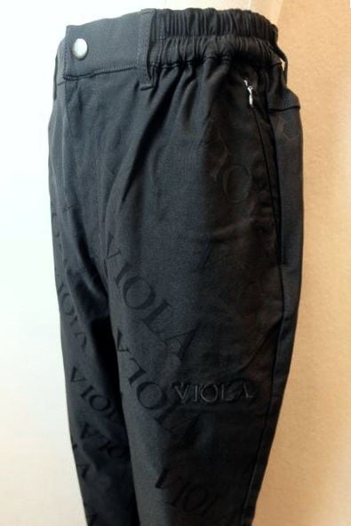 ヴィオラ VIOLA カジュアルパンツ ブラック オールシーズン品 ストレッチジャージ生地 ギャザー付き メンズウェア画像1