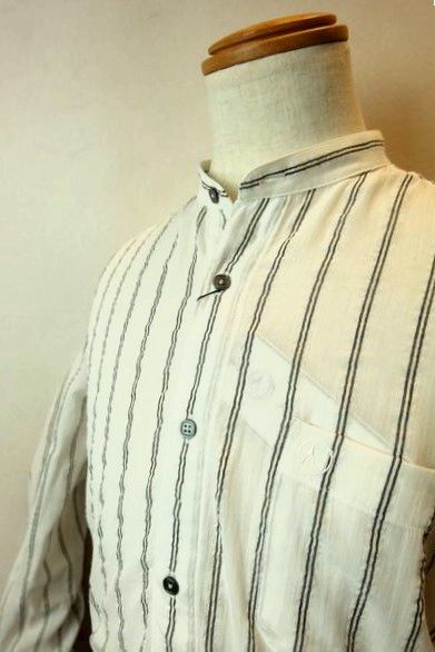 アンジェロ ANGELO カジュアルシャツ ホワイト 春夏新作 バンドカラー 綿麻生地 アンジェロ服 メンズウェア画像1