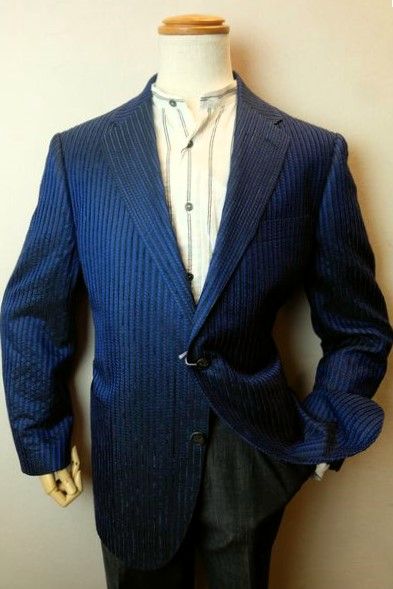 シッスル THISTLE 創作屋 テーラードジャケット シルク100%ジャケット ネイビー 春夏新作 日本製 シルクモール生地 メンズウェア画像１