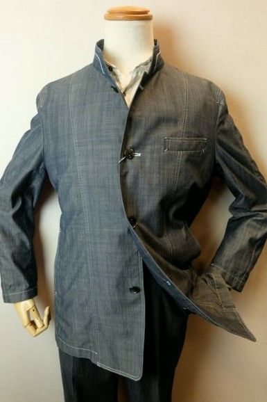 シッスル THISTLE 創作屋 カバーオールジャケット ブルー 春夏新作 日本製 スタンドカラー ダンガリー生地 メンズウェア画像１