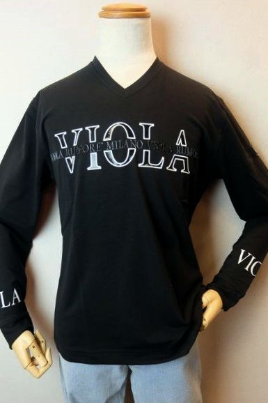 ヴィオラ VIOLA ロングTシャツ ブラック 春夏新作 ベア天竺 ストレッチカットソー Ⅴネック メンズウェア画像1