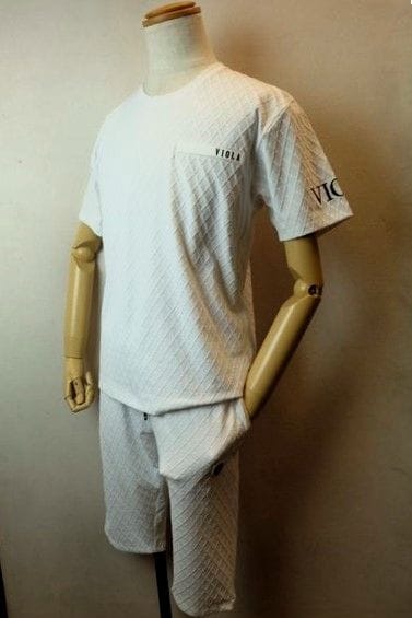 ヴィオラ VIOLA 半袖Ｔシャツ ハーフパンツ 上下セット ホワイト 春夏新作 ベア天竺 メンズウェア画像１