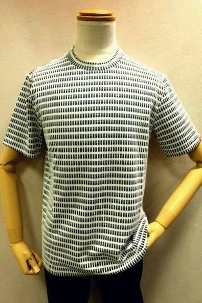 コードビー CODE:B 半袖Ｔシャツ ブルー 春夏新作 ニットＴシャツ ジャガード織り バラシ メンズウェア画像１