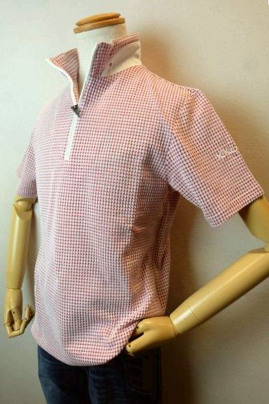 セール３５％ＯＦＦ コードビー CODE:B 半袖Ｔシャツ レッド 春夏新作 ＺＩＰカットソー ジャガード織り生地 バラシ メンズウェア画像１