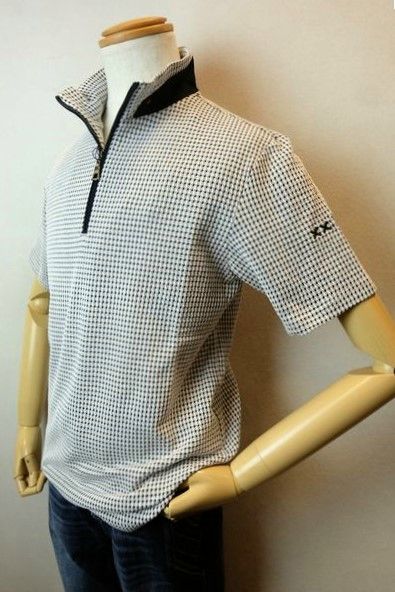 セール35%OFF コードビー CODE:B 半袖Tシャツ ホワイト 春夏新作 ZIPカットソー ジャガード織り生地 バラシ メンズウェア画像1
