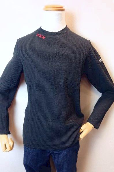 コードビー CODE:B ロングＴシャツ ブラック 秋冬新作 カットソー ストライプジャガード生地 バラシ メンズウェア画像１