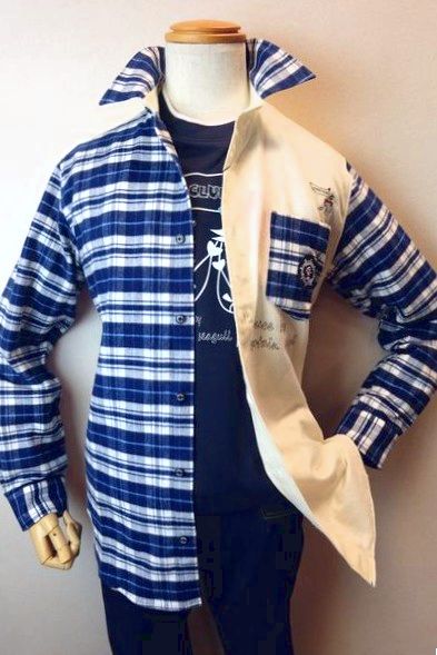 スペシャルプライス ヴィンチ VINCI ネルシャツ カジュアルシャツ ブルー 秋冬新作 起毛シャツ メンズウェア ヴィンチ服画像1