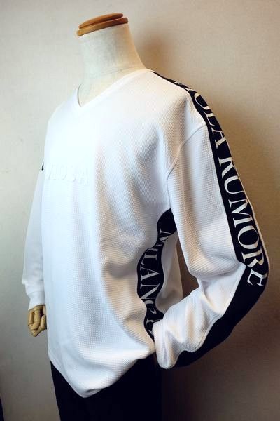 ヴィオラ VIOLA ロングＴシャツ ホワイト オールシーズン新作 カットソー ふくれ織り生地 ＶネックＴシャツ メンズウェア画像１
