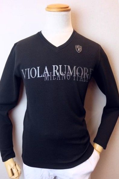 ヴィオラ VIOLA ロングＴシャツ ブラック オールシーズン新作 カットソー ふくれ織り生地 ＶネックＴシャツ メンズウェア画像１