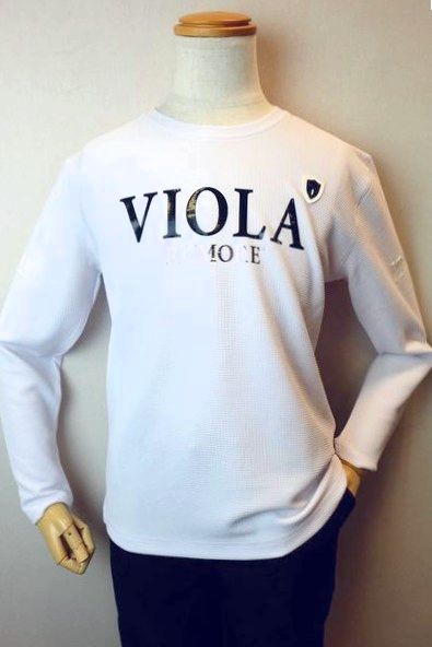 ヴィオラ VIOLA ロングTシャツ ホワイト オールシーズン新作 カットソー ふくれ織り生地 メンズウェア画像1