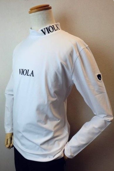ヴィオラ VIOLA ロングTシャツ ホワイト 秋冬新作 ベア天竺 モックネック ストレッチカットソー メンズウェア画像1