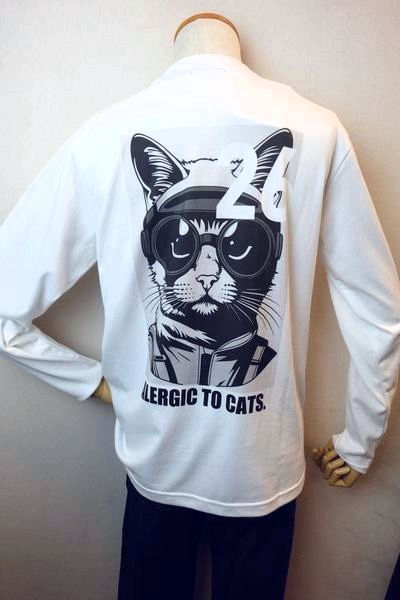 vingt-six ヴァンシス ロングTシャツ ホワイト 秋冬新作定番品 ALERGIC TO CATS カットソー 日本製 26 コードビー服 メンズウェア画像1