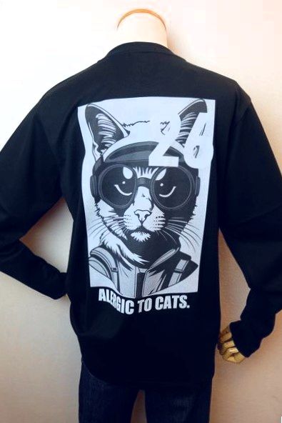 vingt-six ヴァンシス ロングTシャツ ブラック 秋冬新作定番品 ALERGIC TO CATS カットソー 日本製 26 コードビー服 メンズウェア画像1