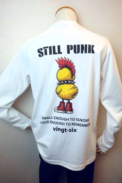 vingt-six ヴァンシス ロングTシャツ ホワイト 秋冬新作定番品 STILL PUNK カットソー 日本製 26 コードビー服 メンズウェア画像1