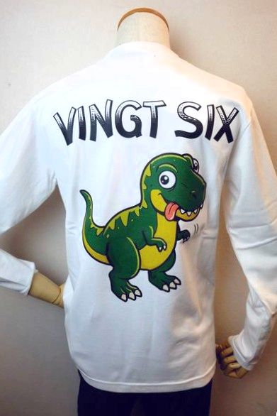 vingt-six ヴァンシス ロングＴシャツ ホワイト 秋冬新作定番品 DINOSAUR カットソー 日本製 26 コードビー服 メンズウェア画像１