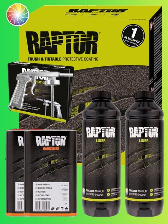 U-POLのRAPTOR LINER ティンタブル４L 塗装ガンセット TINTABLE【 2L ガン付】 色替え用 U-POL RAPTOR LINER 正規品